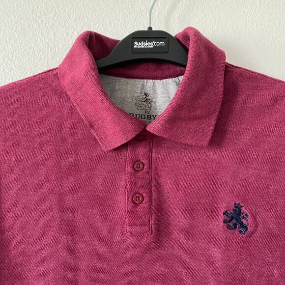 Rugby University Polo Shirt Size S Burgundy Short Sleeve Unisex Cotton Blend - Picture 3 of 10